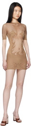 Poster Girl Beige Pin Up Fishnet Bodycon Minidress