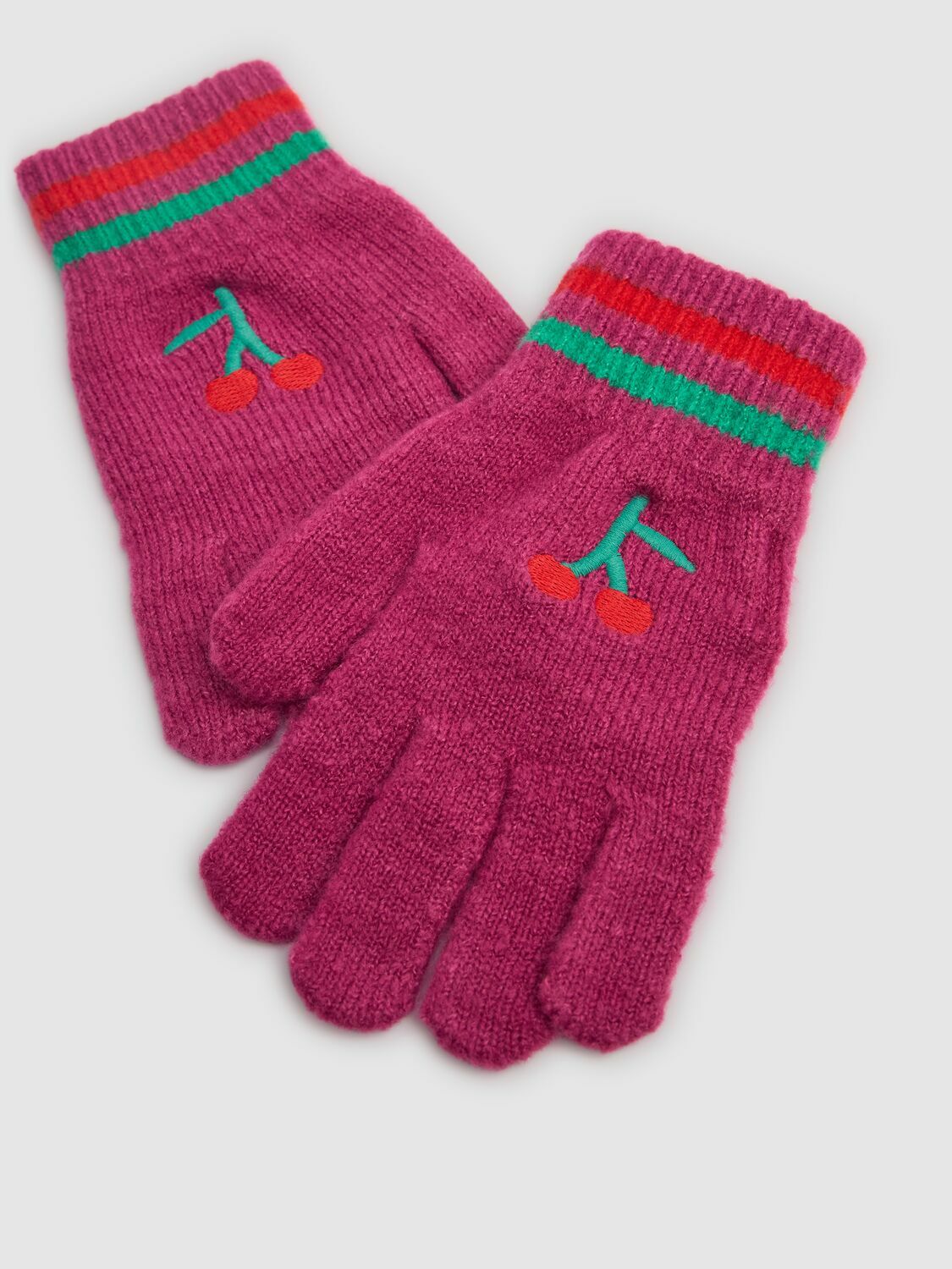 BOBO CHOSES Cherry Embroidered Knit Gloves
