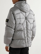 Stone Island - Logo-Appliquéd Quilted Crinkled-Shell Hooded Down Jacket - Gray