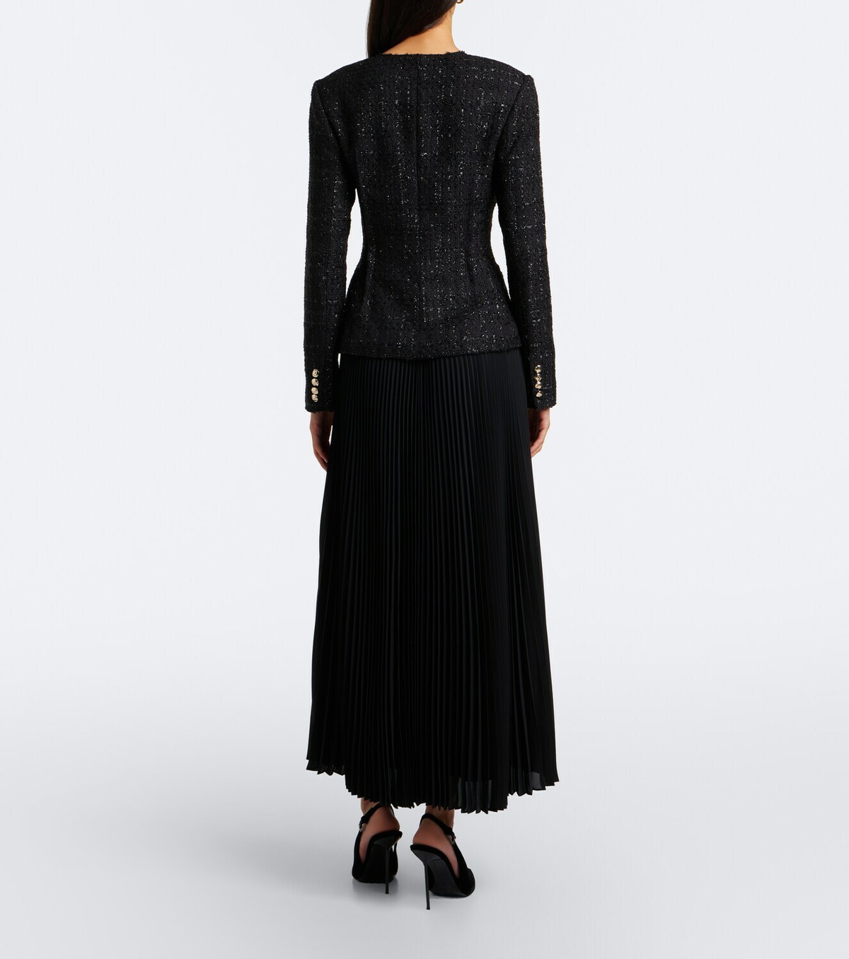 Simkhai Claudina pleated tweed lamé blazer dress
