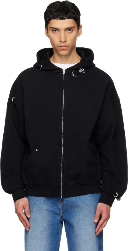 Photo: We11done Black Rose & Piercing Zip-Up Hoodie