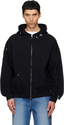 We11done Black Rose & Piercing Zip-Up Hoodie