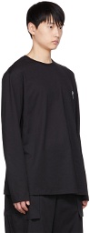 WOOYOUNGMI Black Embroidered Long-Sleeve T-Shirt