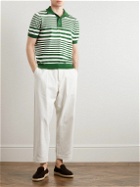 Incotex - Zanone Striped Cotton and Linen-Blend Polo Shirt - Green