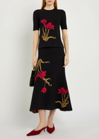 Erdem Floral-intarsia Knit Midi Skirt Black