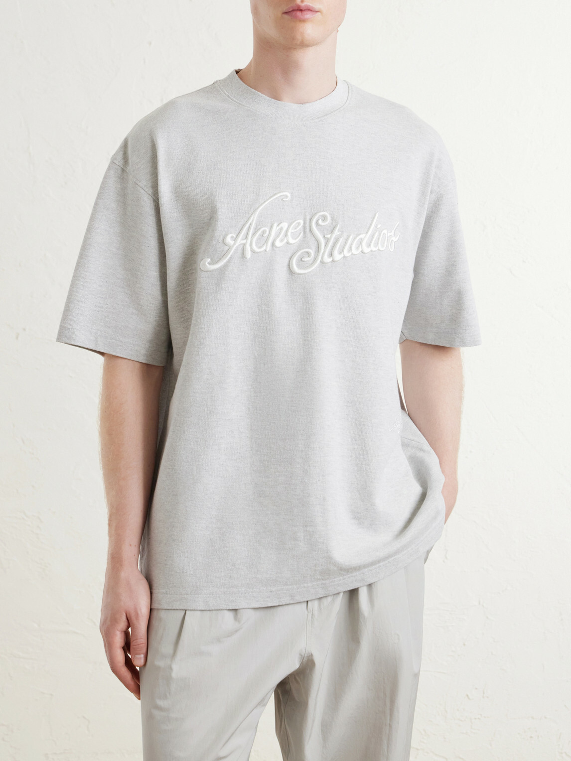 Acne Studios - Logo-Embroidered Cotton-Piqué T-Shirt - Gray