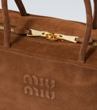 Miu Miu Logo suede tote bag