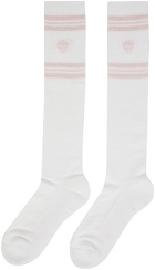 Alexander McQueen White & Pink Stripe Skull Socks
