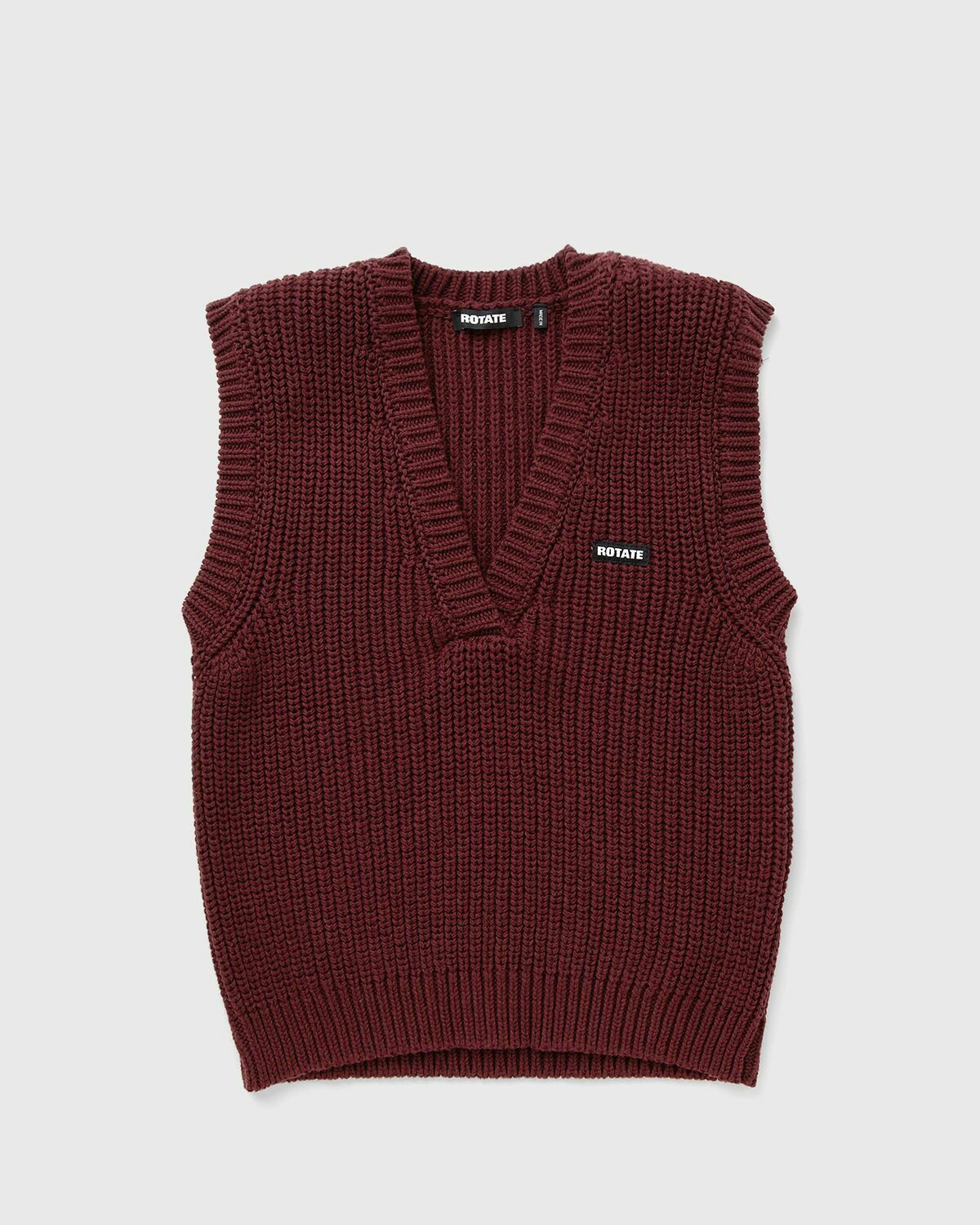 ROTATE Birger Christensen KNIT V-NECK VEST Red Womens Pullover