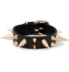 UNDERCOVER - Spiked Textured-Leather and Gold-Tone Bracelet - Black