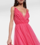 Costarellos Cassandra caped tulle gown