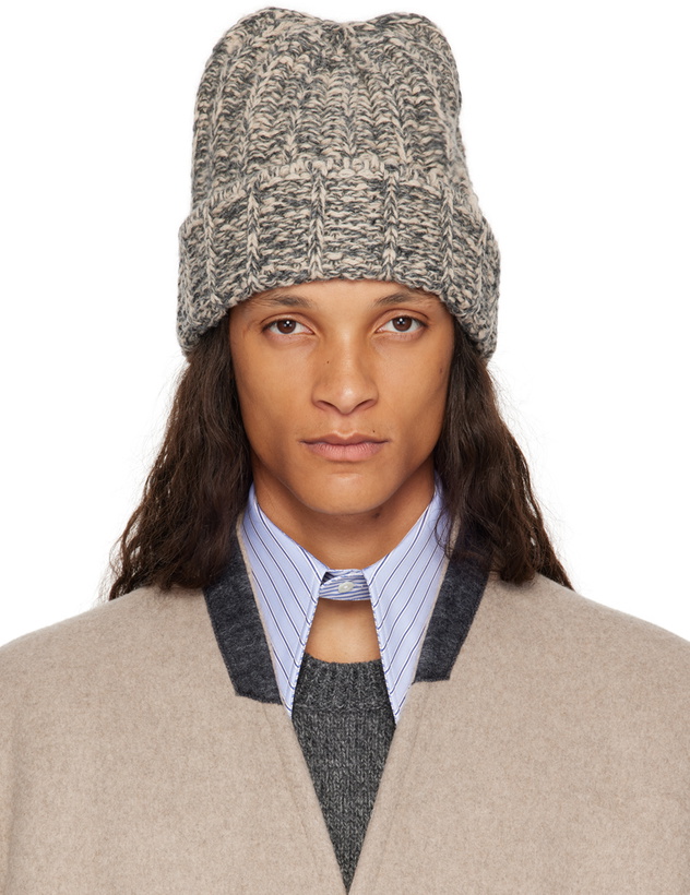 Photo: Maison Margiela Gray & Beige Shetland Wool Beanie