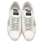 Golden Goose White and Orange Superstar Sneakers