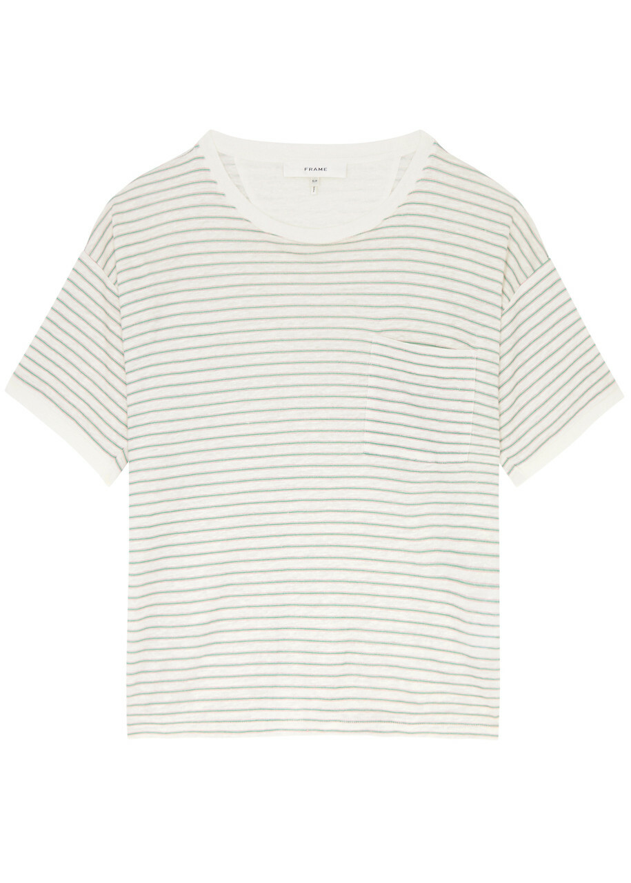 Frame Striped Linen T-shirt Green