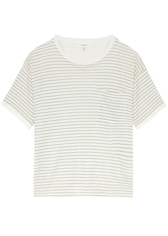 Photo: Frame Striped Linen T-shirt Green