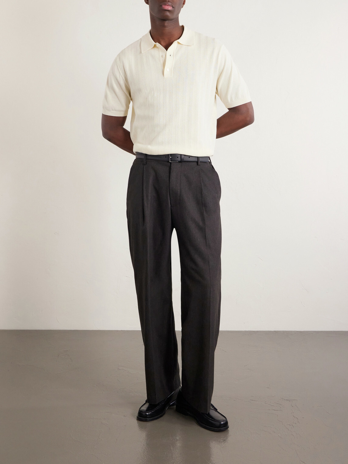 Hartford - Pointelle-Knit Cotton Polo Shirt - Neutrals