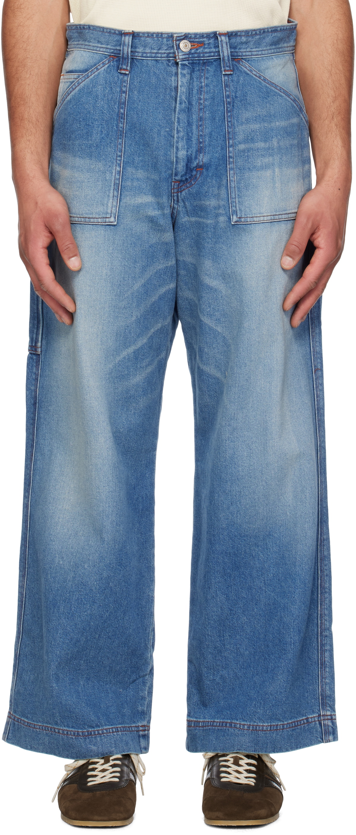 RICE NINE TEN Blue Faded Painter Jeans