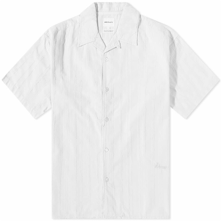 Photo: Norse Projects Men's Carsten Stripe Short Sleeve Shirt in Marble White