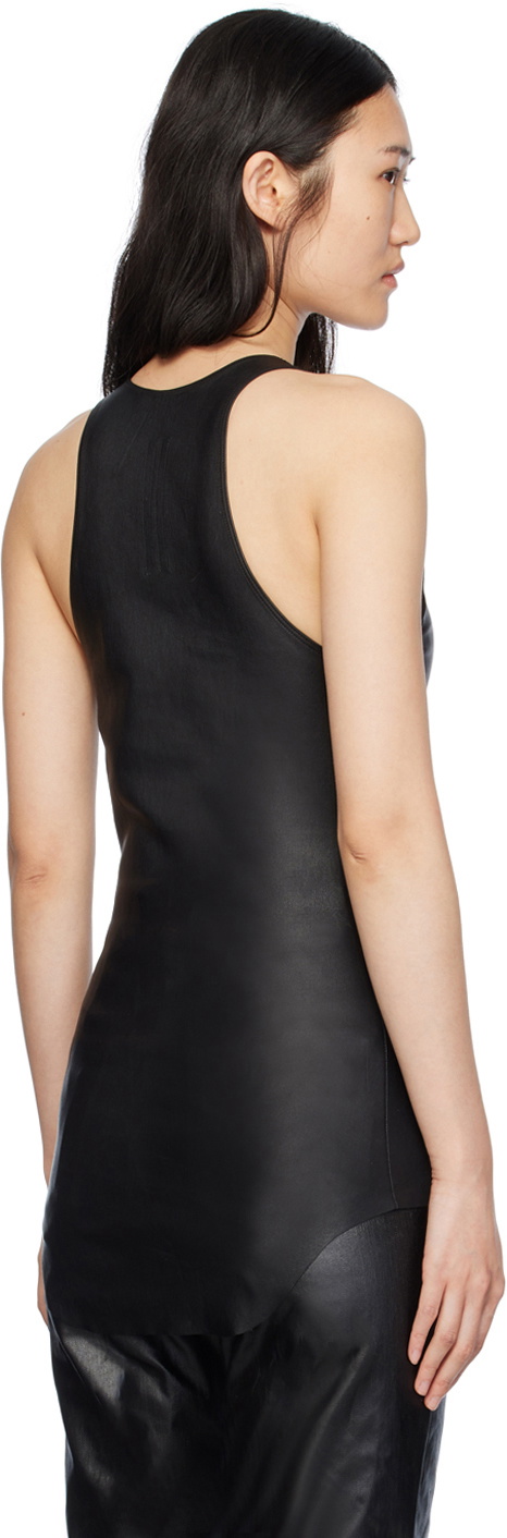 Womens Rick Owens black Leather Tank Top