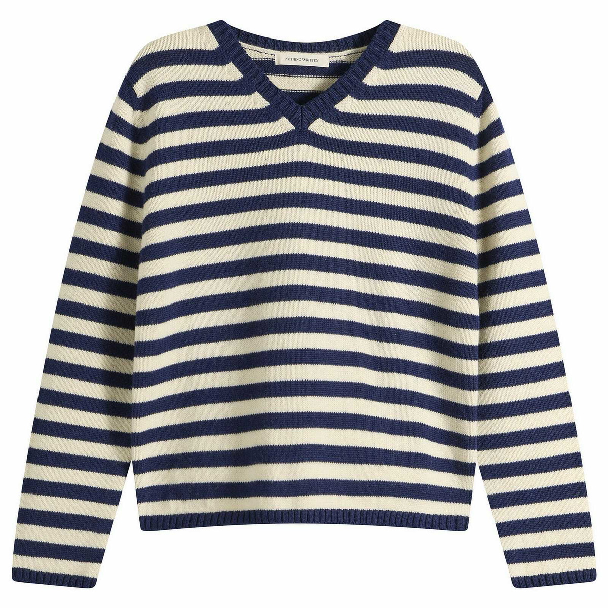 Nothing Written Women's Molly V-Neck Pullover in Ivory Stripe