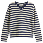 Nothing Written Women's Molly V-Neck Pullover in Ivory Stripe