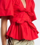 Ganni Bow-detail cotton poplin blouse