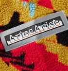 Aries - Logo-Appliquéd Printed Fleece Hoodie - Yellow