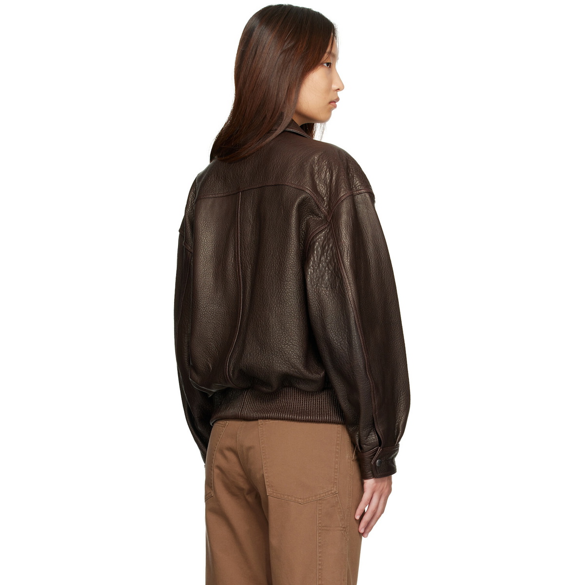 Nothing Written Brown Lambskin Bomber Jacket