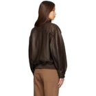 Nothing Written Brown Lambskin Bomber Jacket