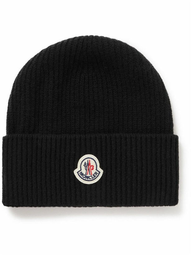 Photo: Moncler - Appliquéd Ribbed Virgin Wool and Cashmere-Blend Beanie