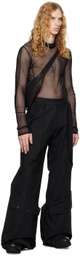 CARNET-ARCHIVE Black 3 Metal Plates Necklace Sheer T-shirt