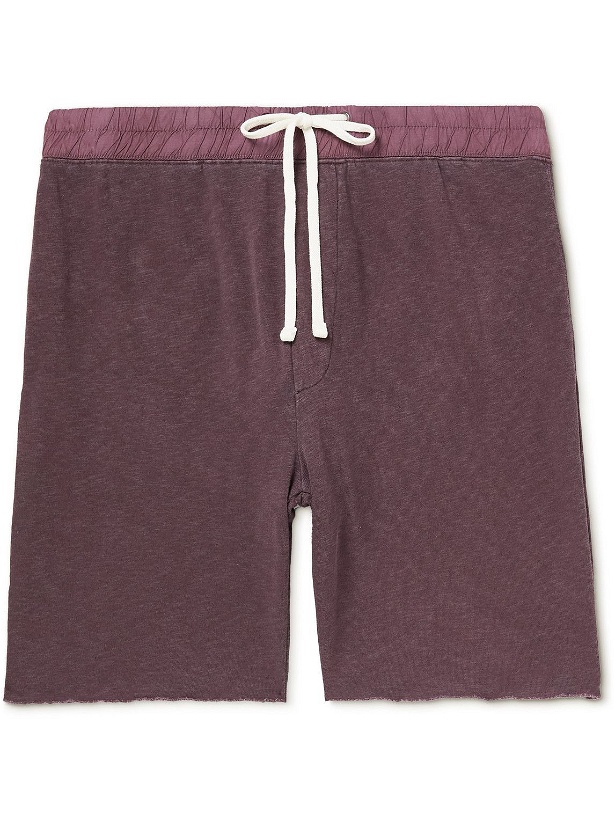 Photo: James Perse - Straight-Leg Poplin-Trimmed Supima Cotton-Jersey Drawstring Shorts - Purple