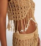 Anna Kosturova Crochet fringed cotton crop top