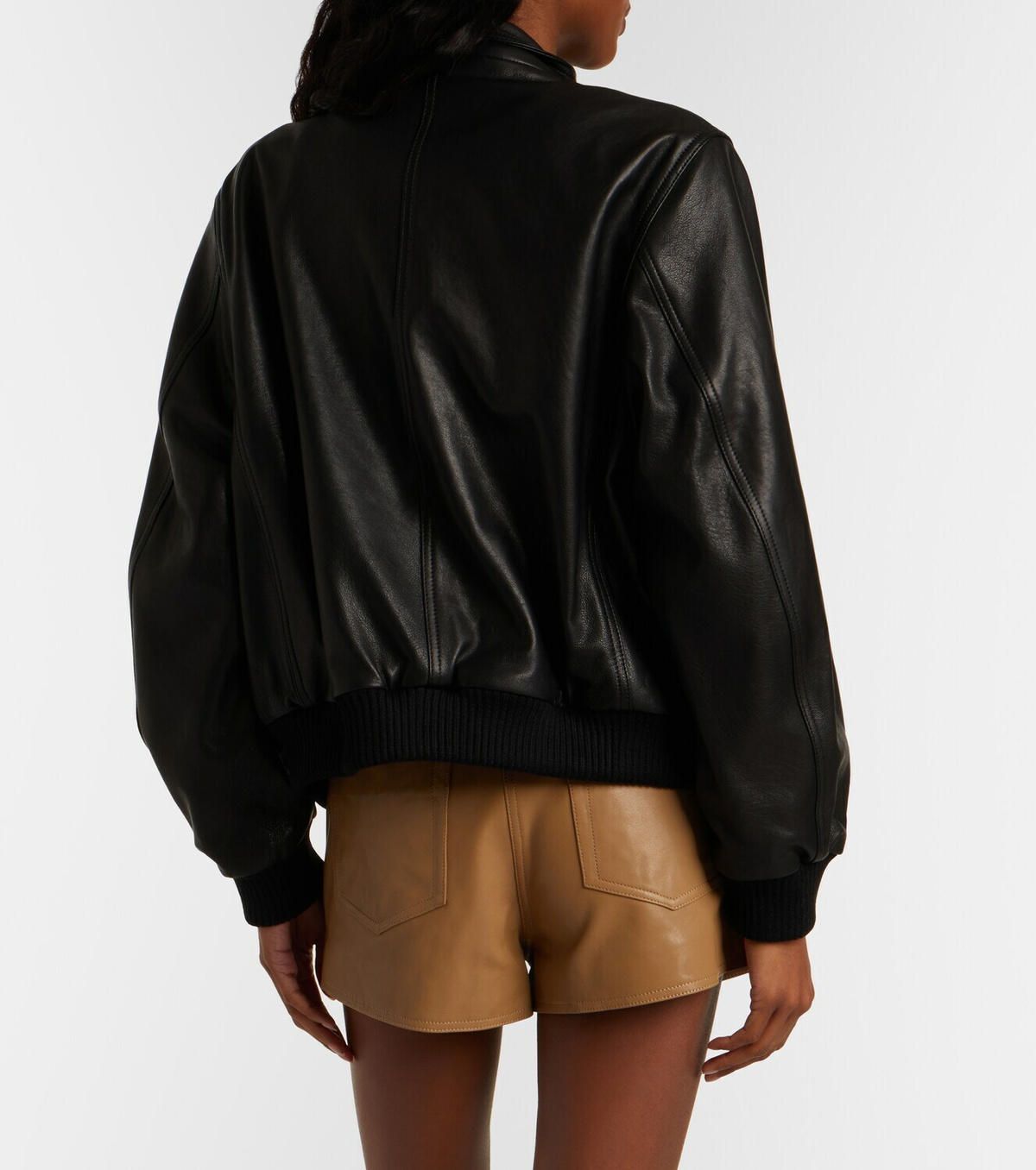 Nour Hammour Leontine leather shorts