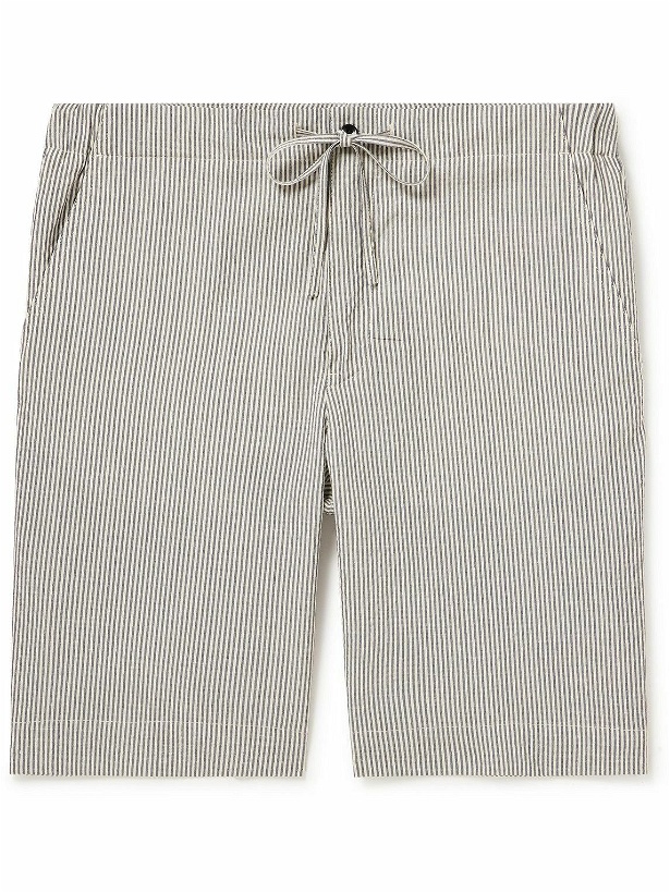 Photo: Loro Piana - Straight-Leg Striped Wool-Blend Shorts - Gray