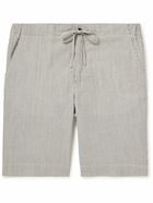 Loro Piana - Straight-Leg Striped Wool-Blend Shorts - Gray