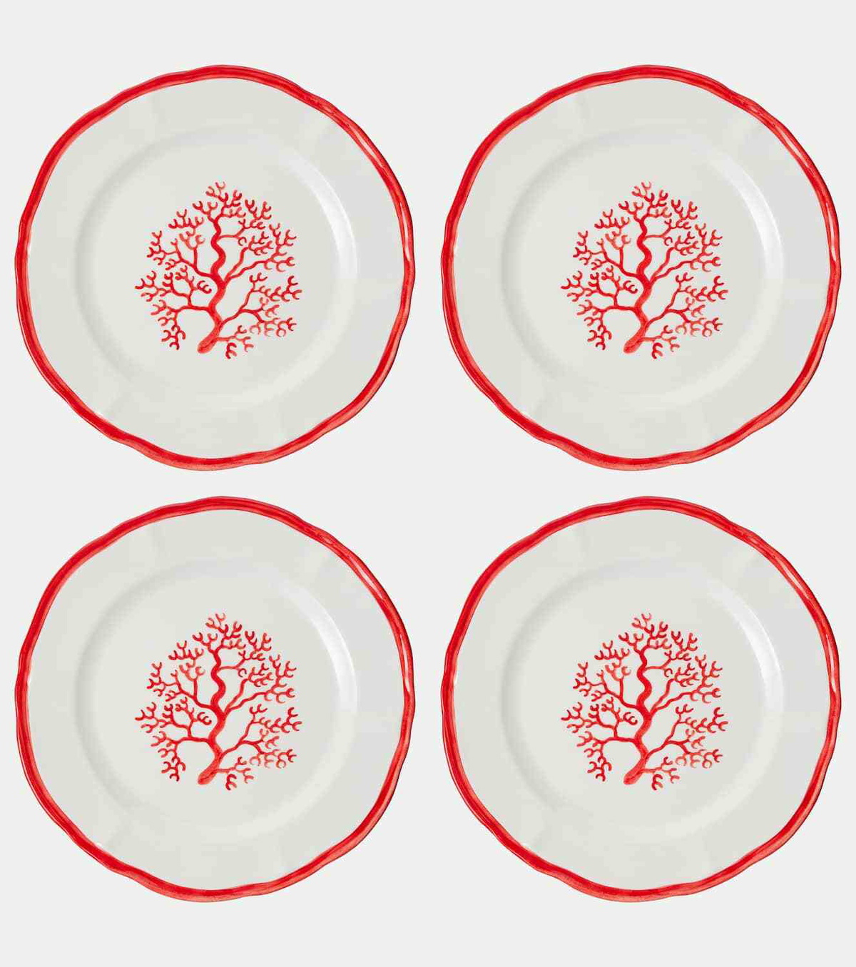 Les-Ottomans Coral set of 4 ceramic dinner plates