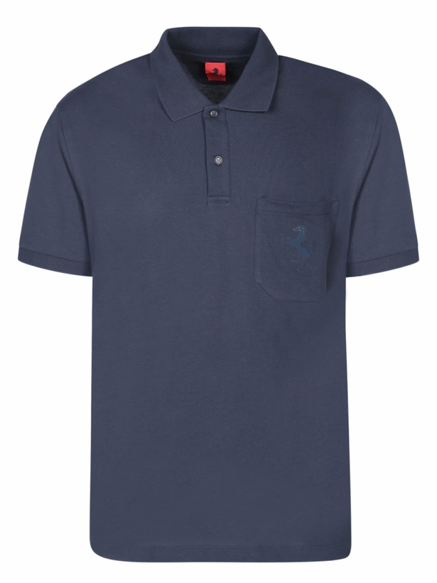 Photo: Ferrari Cotton Piquã© Blue Polo Shirt