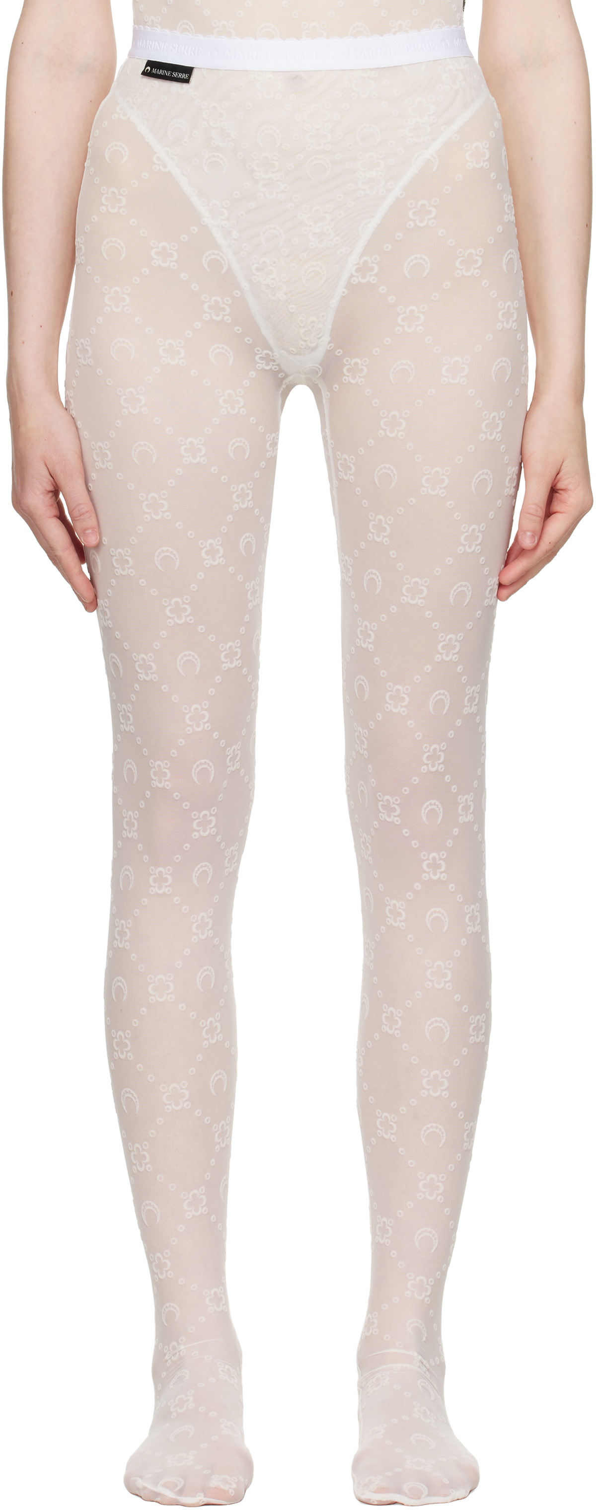 Marine Serre Off-White Recycled Mesh Flock Tights