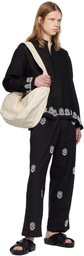 HARAGO Black Beadwork Popover Shirt