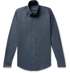 THOM SWEENEY - Slim-Fit Button-Down Collar Cotton-Flannel Shirt - Blue