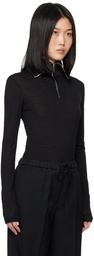 Jil Sander Black Half-Zip Long Sleeve Polo