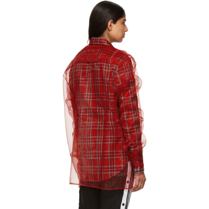 Y/Project Red Organza Layered Check Shirt Y/Project