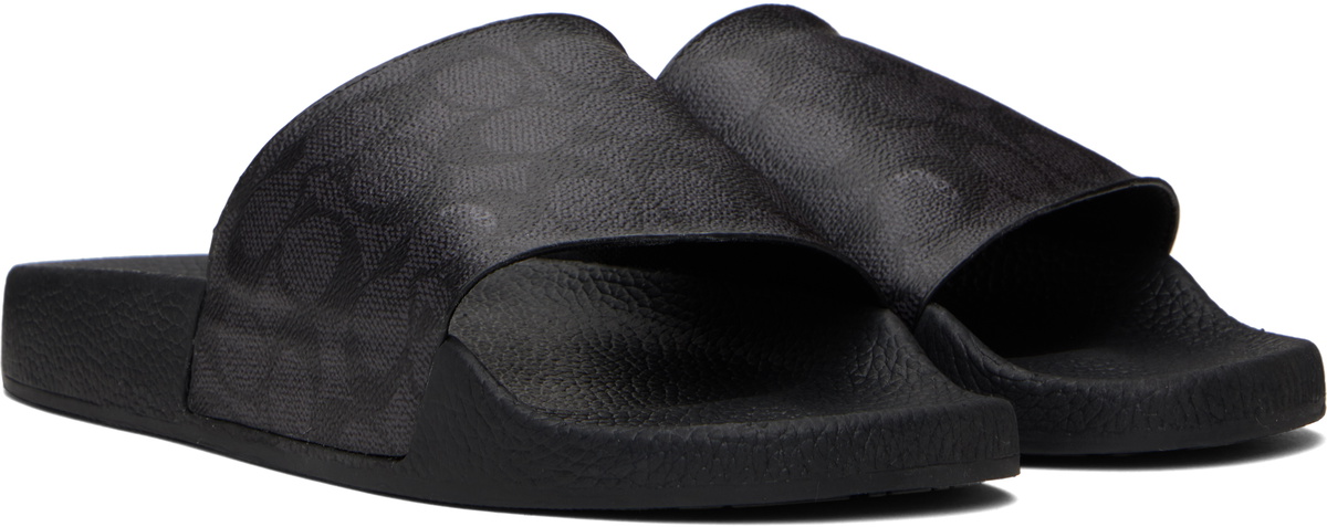 Coach 1941 Black Coated Canvas Pool Slides