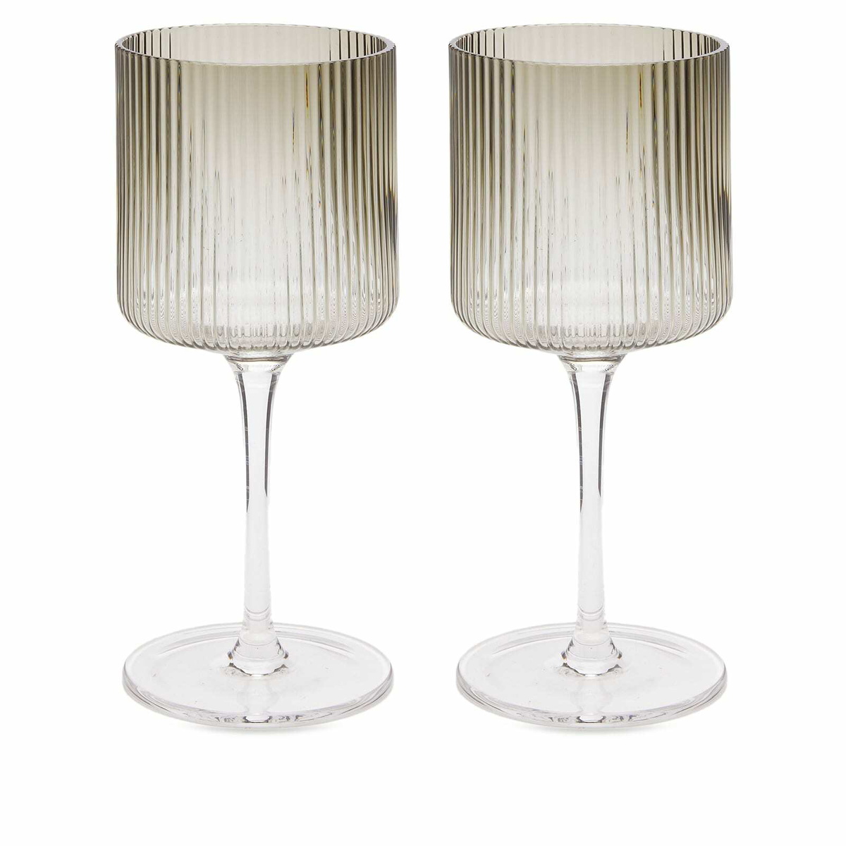 ferm LIVING Ripple White Wine Glasses - Set of 2 in Smoked Grey 