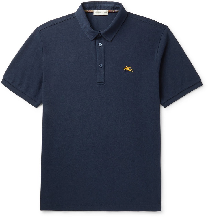 Photo: Etro - Cotton-Piqué Polo Shirt - Blue