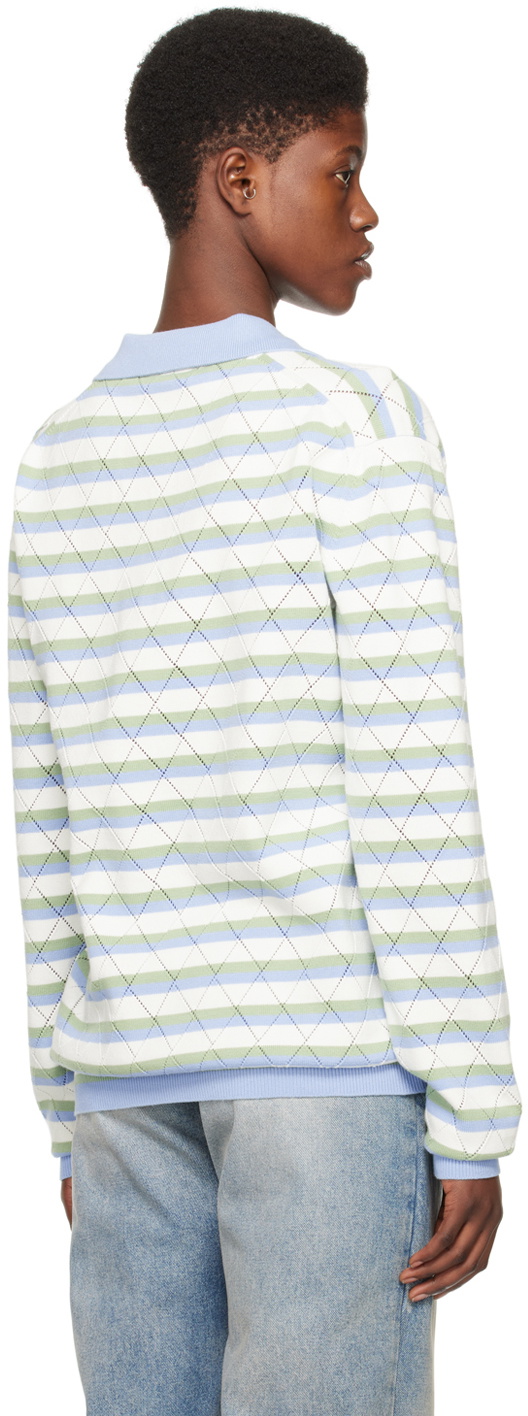 We11done White & Blue Striped Polo