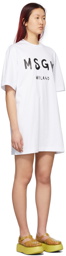 MSGM White Cotton Logo Dress