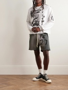 RRR123 - INRI Enemy Straight-Leg Embellished Cotton-Jersey Drawstring Shorts - Gray