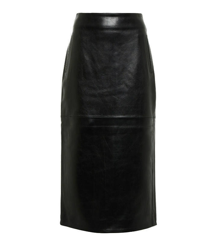 Photo: Dodo Bar Or Pencil leather midi skirt